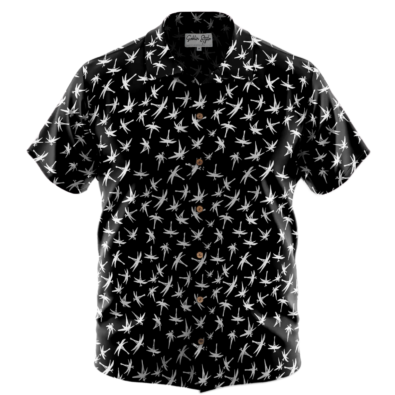 Magnum PI Aloha Shirt - Midnight Bamboo Black Hawaiian Shirt