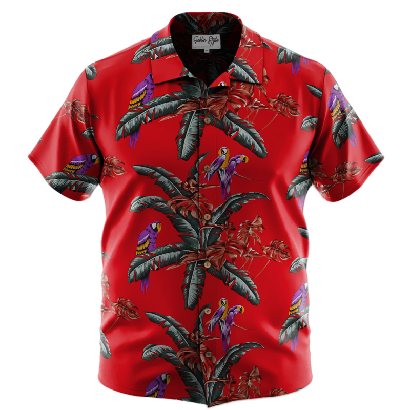Magnum PI red shirt - The Classic Red Jungle Bird Linen Shirt