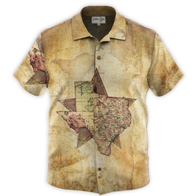 Texas Longhorn Hawaiian Shirt - Texa Map Linen Shirt