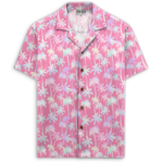 Adam Sandler Day Outfit - Pink Palm Trees Linen Hawaiian Shirt