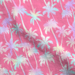 Pink Palm Trees Linen Hawaiian Shirt Fabric