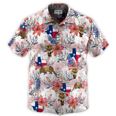 Texas Longhorn Hawaiian Shirt - Texas Wildflower