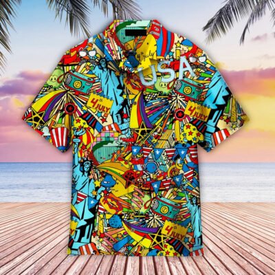 4Th Of July Hawaiian Shirts, The 4Th Of July Independence Doodles Hawaiian Shirt, Doodles Hawaiian Shirt
