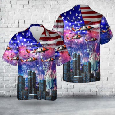 4Th Of July Hawaiian Shirts, Us Coast Guard Sikorsky Hh-60J Jayhawk (S-70B-5) 4Th Of July Hawaiian Shirt, Military Aloha Shirts