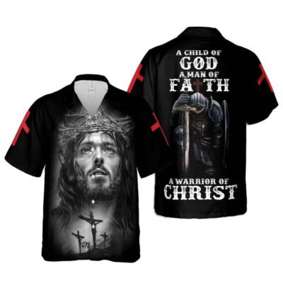 A Warrior Of Christ Religious Christian Knight A Child Of God Hawaiian Shirt For Men, Christian Hawaiian Shirt, Gift For Christian