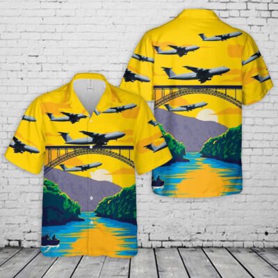 Air Force Hawaiian Shirt, 167th Airlift Squadron C-5 Galaxy West Virginia Air National Guard Hawaiian Shirt, Airplane Hawaiian Shirt