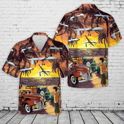 Air Force Hawaiian Shirt, California Air National Guard General Atomics MQ-1 Predator Hawaiian Shirt, Airplane Hawaiian Shirt, Military Aloha Shirts
