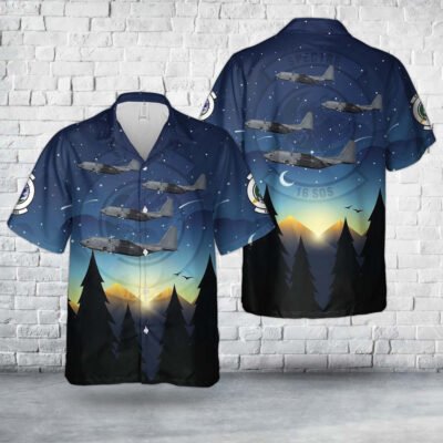 Air Force Hawaiian Shirt, Cannon Air Force Base, New Mexico, US Air Force 88-1307, AC-130W Stinger II, 16th SOS, 27th SOW Hawaiian Shirt