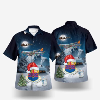 Air Force Hawaiian Shirt, Christmas Arizona Air National Guard 161st Air Refueling Wing Boeing KC-135R Stratotanker (717-148) Hawaiian Shirt