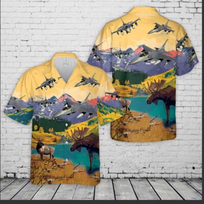 Air Force Hawaiian Shirt, Colorado Air National Guard General Dynamics F-16 Fighting Falcon Hawaiian Shirt, Airplane Hawaiian Shirt