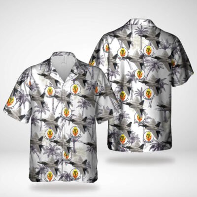 Air Force Hawaiian Shirt, Hawaii Air National Guard, 199th Fighter Squadron, Lockheed Martin F-22 Raptor Hawaiian Shirt, Airplane Hawaiian Shirt