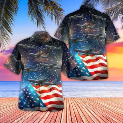 Air Force Hawaiian Shirt, Nebraska Air National Guard Boeing KC-135R Stratotanker 59-1495, 4th Of July Hawaiian Shirt, Airplane Hawaiian Shirt