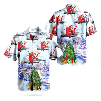 Air Force Hawaiian Shirt, Santa Claus Ohio Air National Guard 121st Air Refueling Wing Boeing KC-135R Stratotanker Hawaiian Shirt