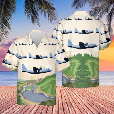 Air Force Hawaiian Shirt, USAF Delaware Air National Guard 166th Airlift Wing C-130 Hercules Hawaiian Shirt, Airplane Hawaiian Shirt