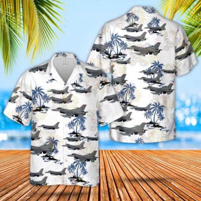 Air Force Hawaiian Shirt, USAF New Jersey Air National Guard 177th Fighter Wing F-16 Hawaiian Shirt, Airplane Hawaiian Shirt, Military Aloha Shirts