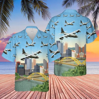 Air Force Hawaiian Shirt, USAF Pennsylvania Air National Guard 193rd Special Operations Squadron EC-130J Commando Solo Hawaiian Shirt
