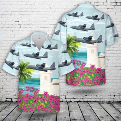 Air Force Hawaiian Shirt, USAF Puerto Rico Air National Guard 198th Airlift Squadron WC-130H Hercules Hawaiian Shirt, Airplane Hawaiian Shirt