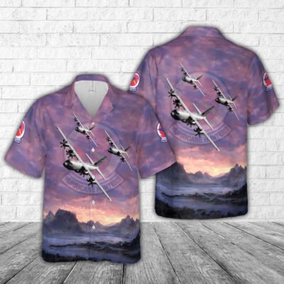 Air Force Hawaiian Shirt, US Air Force 53rd Weather Reconnaissance Squadron WC-130J Hercules Hawaiian Shirt, Airplane Hawaiian Shirt