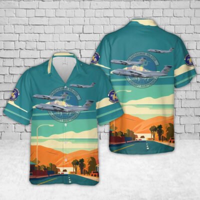 Air Force Hawaiian Shirt, US Air Force 60th Aircraft Maintenance Squadron (60 AMXS) C-5M Super Galaxy Hawaiian Shirt, Airplane Hawaiian Shirt