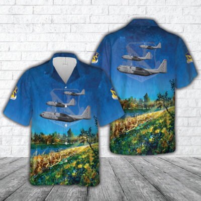 Air Force Hawaiian Shirt, US Air Force 74-2065, C-130H, 36th AS, 374th AW, Yokota, Japan Hawaiian Shirt, Airplane Hawaiian Shirt