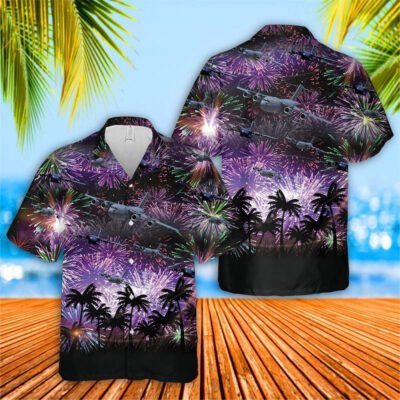 Air Force Hawaiian Shirt, US Air Force Boeing C-17 Globemaster III 4th Of July Hawaiian Shirt, Airplane Hawaiian Shirt, Military Aloha Shirts