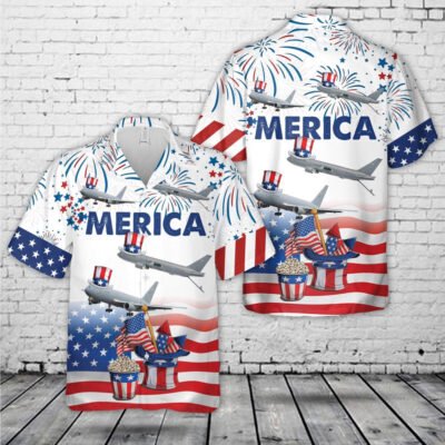 Air Force Hawaiian Shirt, US Air Force Boeing KC-46 Pegasus, 4th Of July Hawaiian Shirt, Airplane Hawaiian Shirt, Military Aloha Shirts