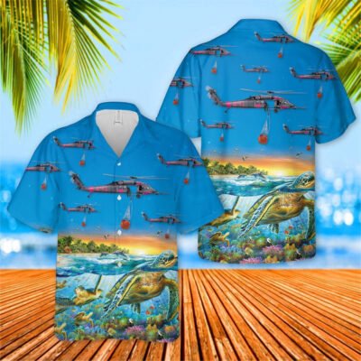 Air Force Hawaiian Shirt, US Air Force California Air National Guard 129th Rescue Wing HH-60G Pave Hawk Hawaiian Shirt, Airplane Hawaiian Short Sleeve Shirt