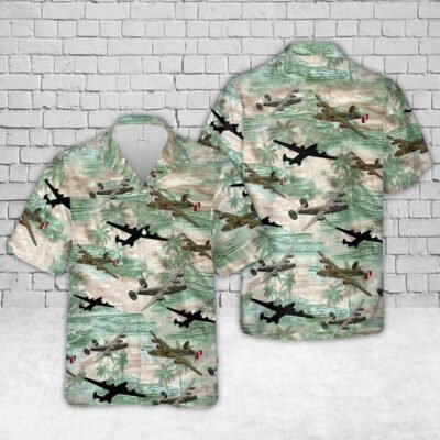 Air Force Hawaiian Shirt, US Air Force Consolidated B-24 Liberator In WW2 Hawaiian Shirt, Airplane Hawaiian Shirt, Military Aloha Shirts
