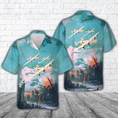 Air Force Hawaiian Shirt, US Air Force Consolidated B-24 Liberator 'Strawberry Bitch' Hawaiian Shirt, Airplane Hawaiian Shirt, Military Aloha Shirts