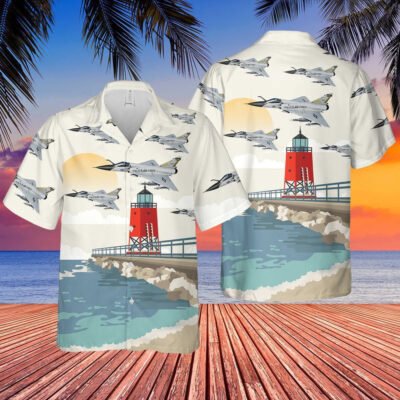 Air Force Hawaiian Shirt, US Air Force Convair F-106 Delta Dart Michigan Hawaiian Shirt, Airplane Hawaiian Shirt, Military Aloha Shirts