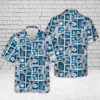 Air Force Hawaiian Shirt, US Air Force E9a Chief Master Sergeant insignia (1994-present) Hawaiian Shirt, Airplane Hawaiian Shirt