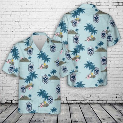 Air Force Hawaiian Shirt, US Air Force E9b Insignia of a chief master sergeant serving as first sergeant Hawaiian Shirt, Airplane Hawaiian Shirt