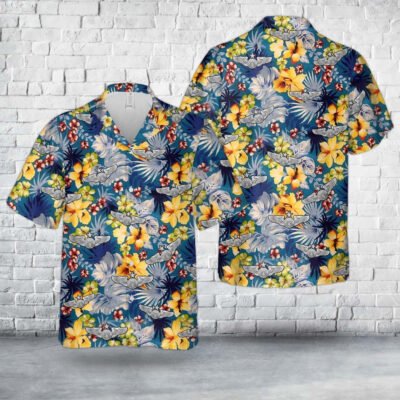 Air Force Hawaiian Shirt, US Air Force Enlisted Aircrew Senior Wings Hawaiian Shirt, Airplane Hawaiian Shirt, Military Aloha Shirts
