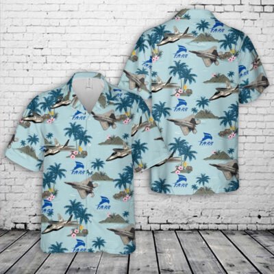 Air Force Hawaiian Shirt, US Air Force FA-22 Raptor Military Fighter Jet Hawaiian Shirt, Airplane Hawaiian Shirt, Military Aloha Shirts