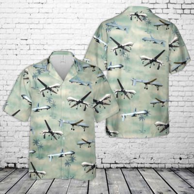 Air Force Hawaiian Shirt, US Air Force General Atomics MQ-1 Predator Hawaiian Shirt, Airplane Hawaiian Shirt, Military Aloha Short Sleeve Shirt