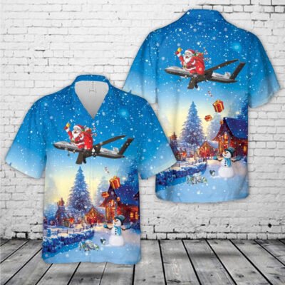 Air Force Hawaiian Shirt, US Air Force General Atomics MQ-20 Avenger Skyborg Christmas Hawaiian Shirt, Airplane Hawaiian Shirt, Military Aloha Short Sleeve Shirt