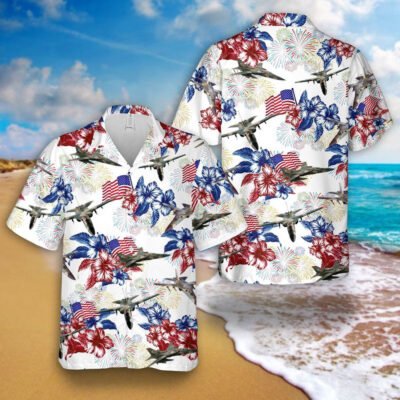 Air Force Hawaiian Shirt, US Air Force General Dynamics F-111 Aardvark 4th Of July Hawaiian Shirt, Airplane Hawaiian Shirt, Military Aloha Shirts