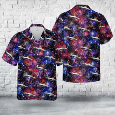 Air Force Hawaiian Shirt, US Air Force Indiana Air National Guard 122nd Fighter Wing F-16C block 25 Happy New Year Hawaiian Shirt