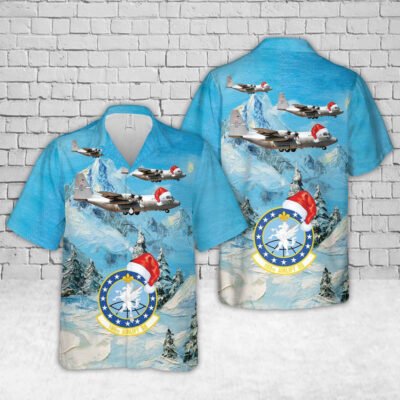 Air Force Hawaiian Shirt, US Air Force Kentucky Air National Guard 165th Airlift Squadron Lockheed C-130H Hercules Christmas Hawaiian Shirt