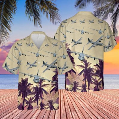 Air Force Hawaiian Shirt, US Air Force Lockheed C-130 Hercules Hawaiian Shirt, Airplane Hawaiian Shirt, Military Aloha Shirts