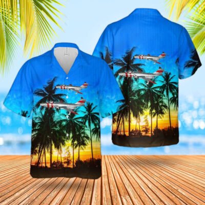 Air Force Hawaiian Shirt, US Air Force McDonnell RF-101C Voodoo Sun Run Hawaiian Shirt, Airplane Hawaiian Shirt, Military Aloha Shirts
