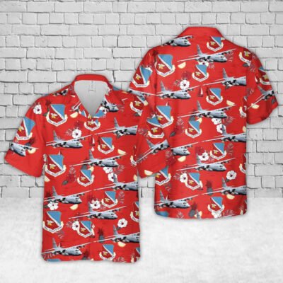 Air Force Hawaiian Shirt, US Air Force Minnesota Air National Guard 133rd Airlift Wing Lockheed C-130H Hercules Hawaiian Shirt