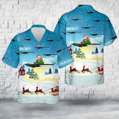 Air Force Hawaiian Shirt, US Air Force Northrop Grumman B-21 Raider Christmas Hawaiian Shirt, Airplane Hawaiian Shirt, Military Aloha Shirts