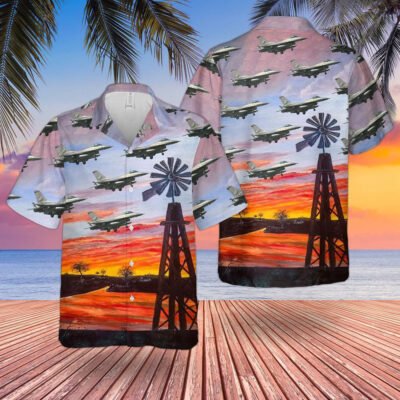 Air Force Hawaiian Shirt, US Air Force Oklahoma Air National Guard General Dynamics F-16 Fighting Falcon Hawaiian Shirt, Airplane Hawaiian Shirt