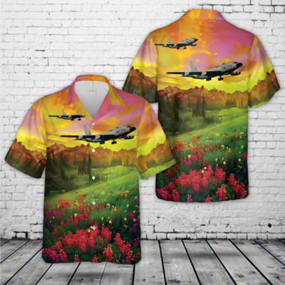 Air Force Hawaiian Shirt, US Air Force RC-135S Nancy Rae  Wanda Belle  Rivet Ball Hawaiian Shirt, Airplane Hawaiian Shirt, Military Aloha Shirts