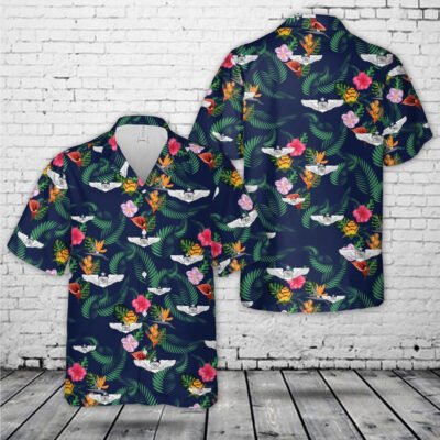 Air Force Hawaiian Shirt, US Air Force Senior Astronaut Observer Navigator Combat System Officer Badge Hawaiian Shirt, Airplane Hawaiian Shirt