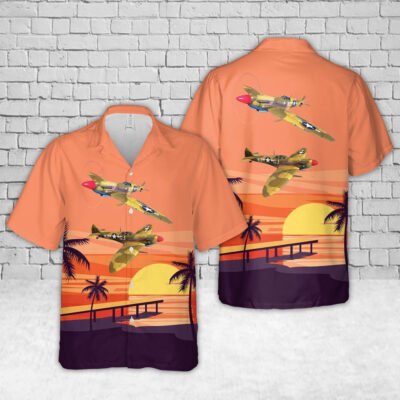 Air Force Hawaiian Shirt, US Air Force Supermarine Spitfire Mk.IX WZ-GJ Eleonor Of 31st Fighter Group In World War II Hawaiian Shirt