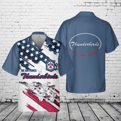 Air Force Hawaiian Shirt, US Air Force Thunderbirds, 4th Of July Pocket Hawaiian Shirt, Airplane Hawaiian Shirt, Military Aloha Shirts