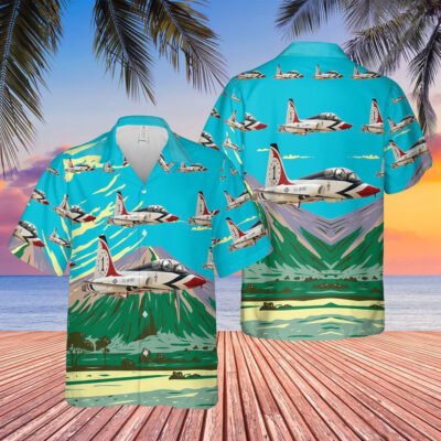 Air Force Hawaiian Shirt, US Air Force Thunderbirds Northrop T-38 Talon Hawaiian Shirt, Airplane Hawaiian Shirt, Military Aloha Shirts