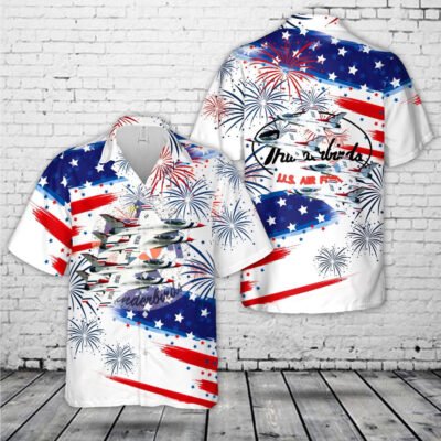 Air Force Hawaiian Shirt, US Air Force Thunderbirds, Red White And Blue Hawaiian Shirt, Airplane Hawaiian Shirt, Military Aloha Shirts